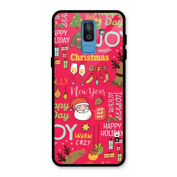 Christmas Joy Happy Day Glass Back Case for Galaxy J8