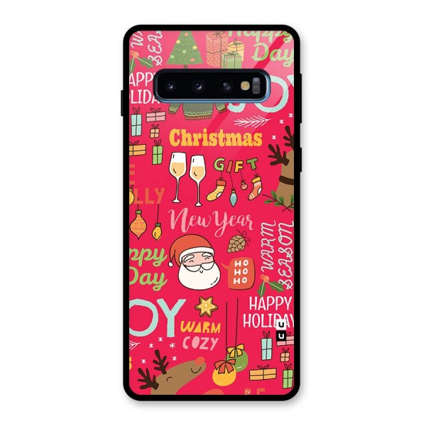 Christmas Joy Happy Day Glass Back Case for Galaxy S10