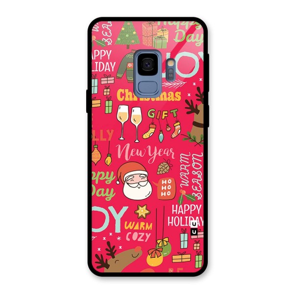 Christmas Joy Happy Day Glass Back Case for Galaxy S9