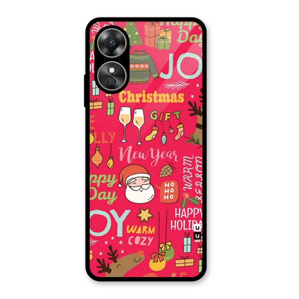 Christmas Joy Happy Day Glass Back Case for Oppo A17