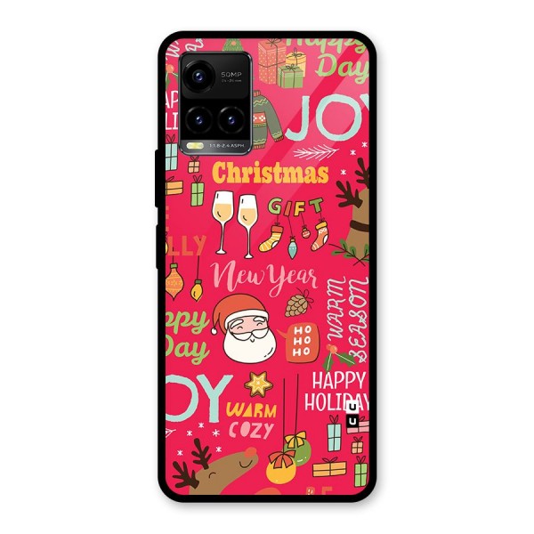 Christmas Joy Happy Day Glass Back Case for Vivo Y33s