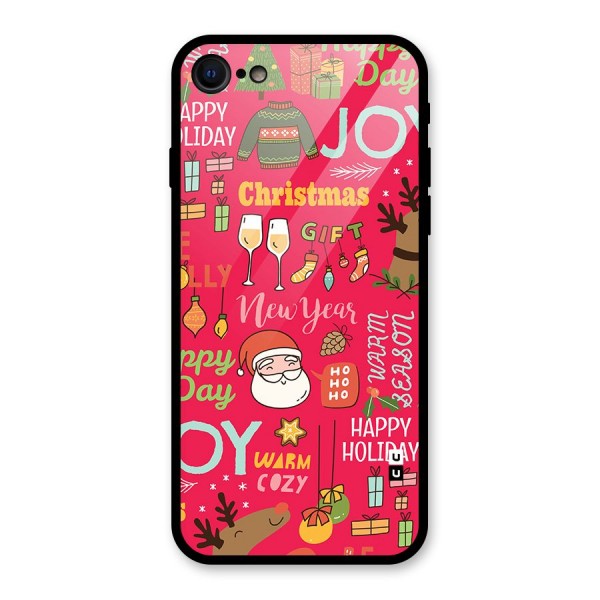 Christmas Joy Happy Day Glass Back Case for iPhone 8