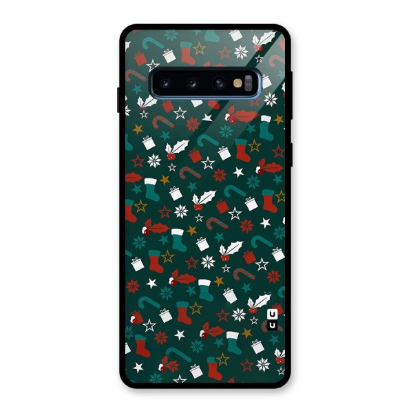 Christmas Pattern Design Glass Back Case for Galaxy S10