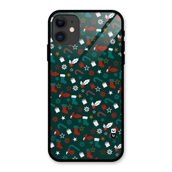 Christmas Pattern Design Glass Back Case for iPhone 11