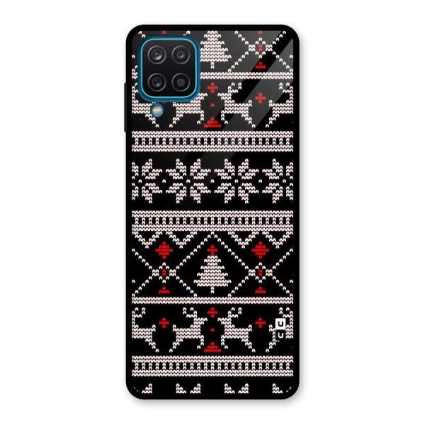 Christmas Seamless Aztec Glass Back Case for Galaxy A12