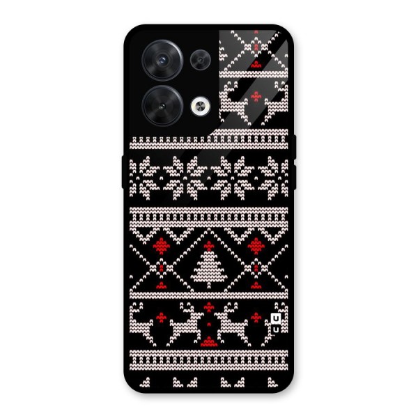 Christmas Seamless Aztec Glass Back Case for Oppo Reno8 5G