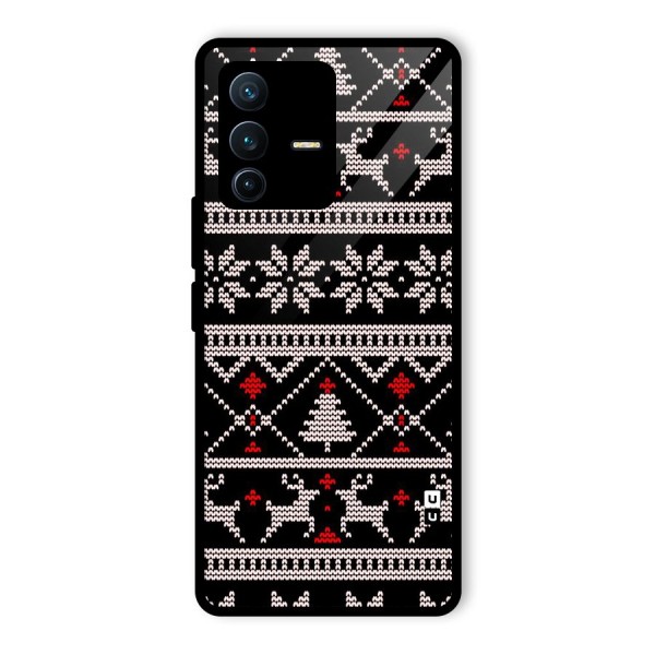 Christmas Seamless Aztec Glass Back Case for Vivo V23 Pro