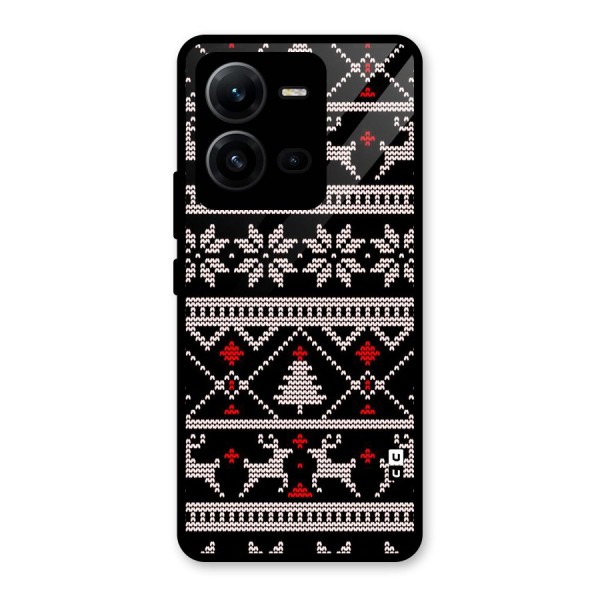 Christmas Seamless Aztec Glass Back Case for Vivo V25