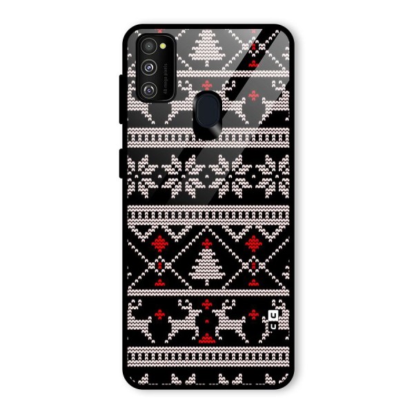 Christmas Seamless Aztec Pattern Glass Back Case for Galaxy M21