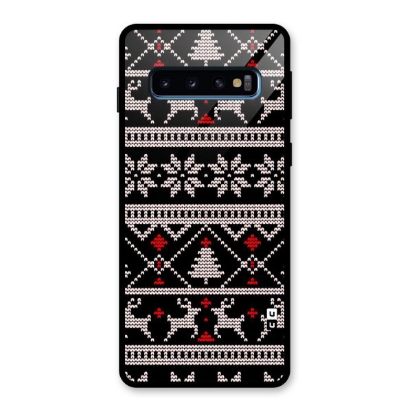 Christmas Seamless Aztec Pattern Glass Back Case for Galaxy S10