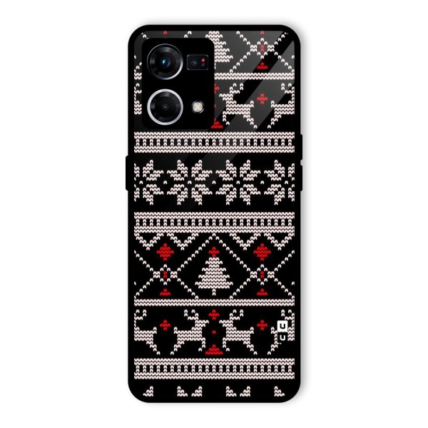 Christmas Seamless Aztec Pattern Glass Back Case for Oppo F21 Pro 4G