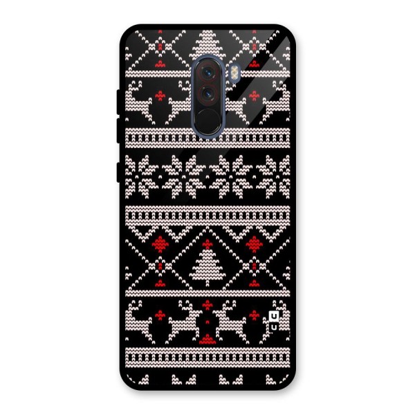 Christmas Seamless Aztec Pattern Glass Back Case for Poco F1