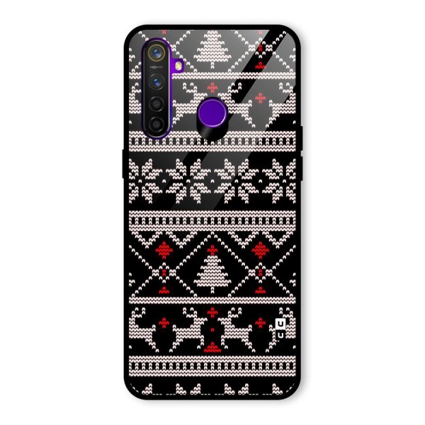 Christmas Seamless Aztec Pattern Glass Back Case for Realme 5 Pro