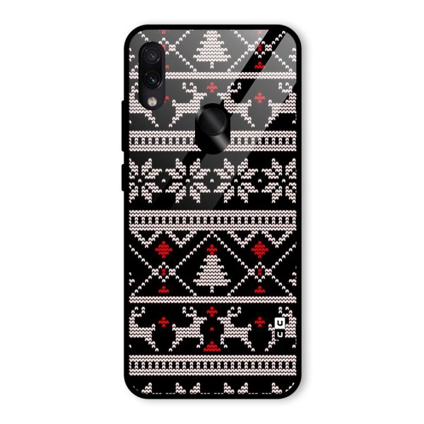 Christmas Seamless Aztec Pattern Glass Back Case for Redmi Note 7S
