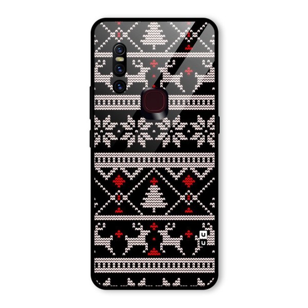 Christmas Seamless Aztec Pattern Glass Back Case for Vivo V15