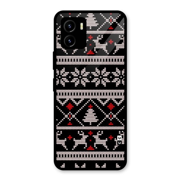 Christmas Seamless Aztec Pattern Glass Back Case for Vivo Y15s