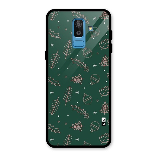 Christmas Season Leaves Glass Back Case for Galaxy J8