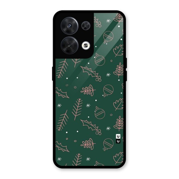 Christmas Season Leaves Glass Back Case for Oppo Reno8 5G