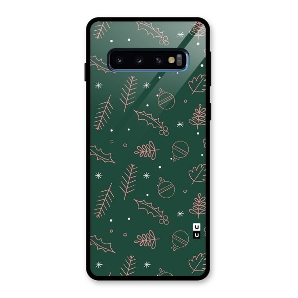 Christmas Vibes Leaves Glass Back Case for Galaxy S10