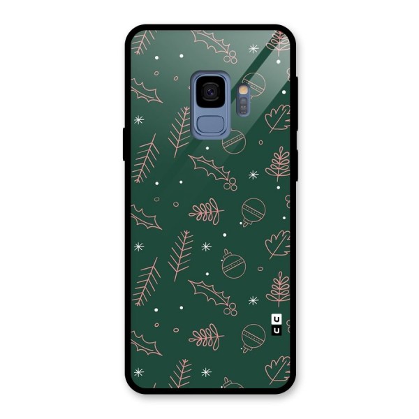 Christmas Vibes Leaves Glass Back Case for Galaxy S9