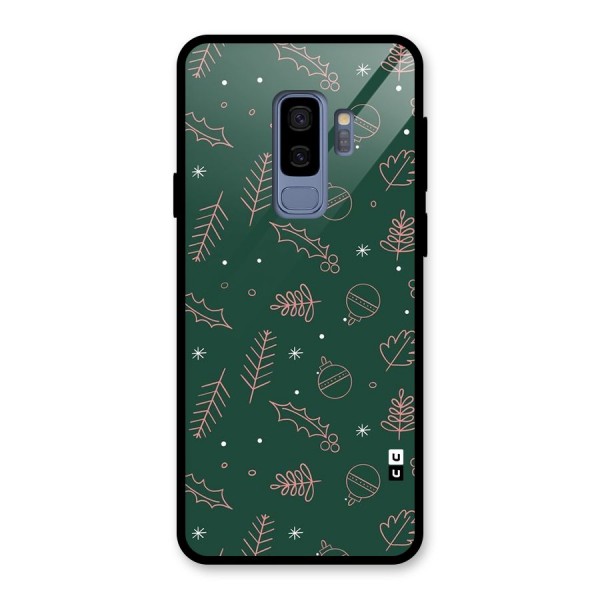 Christmas Vibes Leaves Glass Back Case for Galaxy S9 Plus