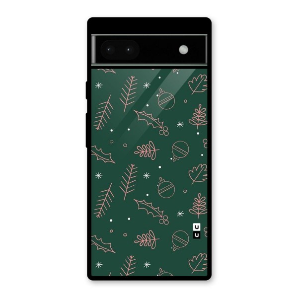 Christmas Vibes Leaves Glass Back Case for Google Pixel 6a