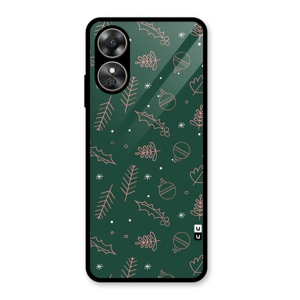 Christmas Vibes Leaves Glass Back Case for Oppo A17