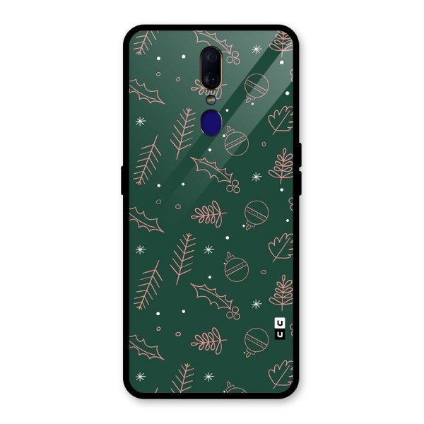 Christmas Vibes Leaves Glass Back Case for Oppo F11