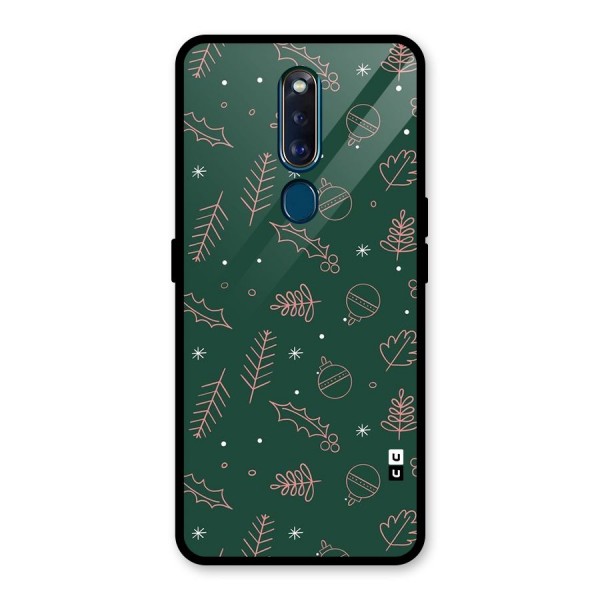 Christmas Vibes Leaves Glass Back Case for Oppo F11 Pro