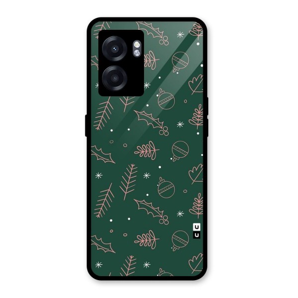 Christmas Vibes Leaves Glass Back Case for Oppo K10 (5G)