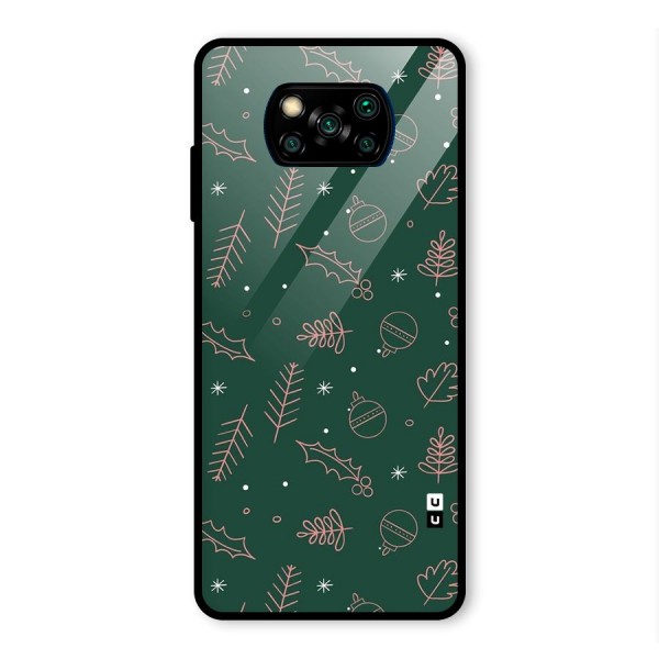 Christmas Vibes Leaves Glass Back Case for Poco X3 Pro