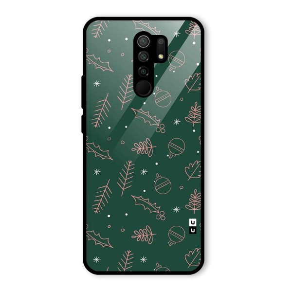 Christmas Vibes Leaves Glass Back Case for Redmi 9 Prime