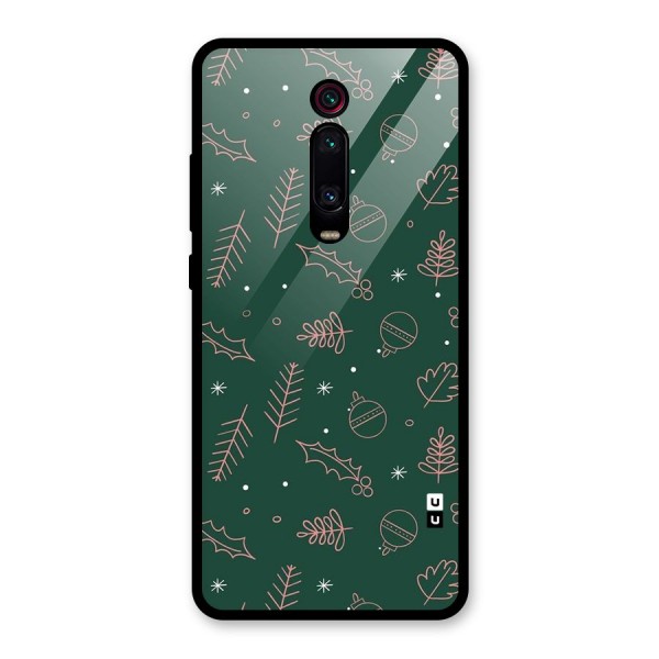 Christmas Vibes Leaves Glass Back Case for Redmi K20 Pro