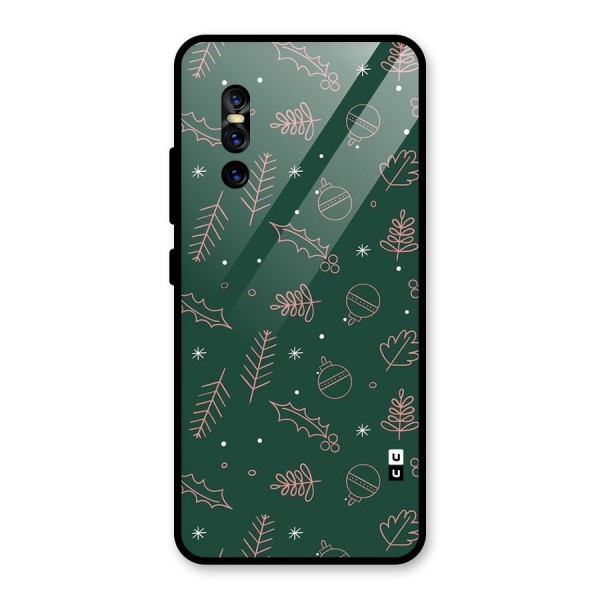 Christmas Vibes Leaves Glass Back Case for Vivo V15 Pro