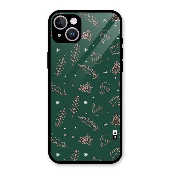 Christmas Vibes Leaves Glass Back Case for iPhone 14 Plus