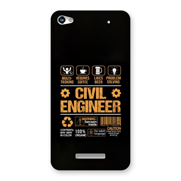 Civil Engineer Back Case for Canvas Hue 2 A316