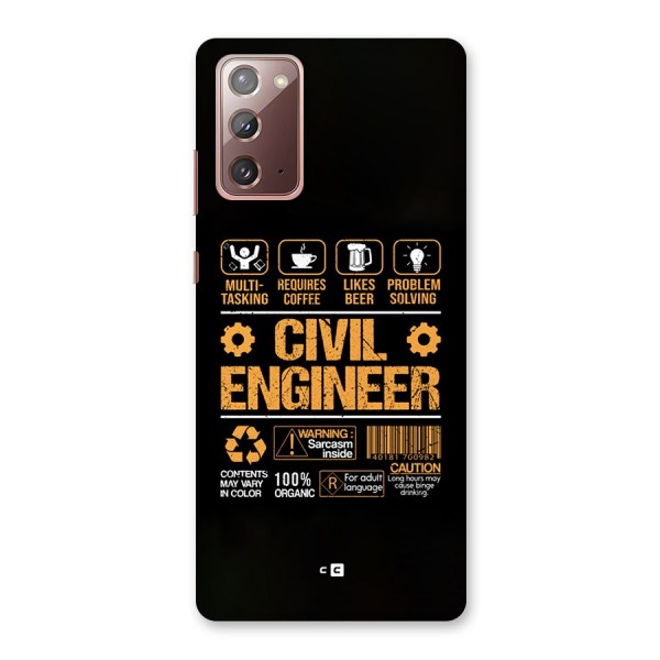 Civil Engineer Back Case for Galaxy Note 20