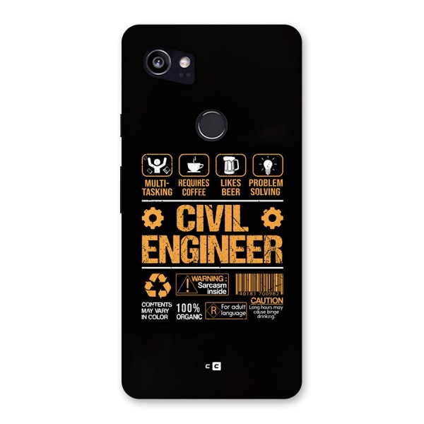 Civil Engineer Back Case for Google Pixel 2 XL