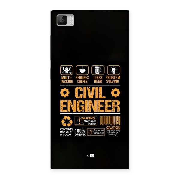 Civil Engineer Back Case for Mi3