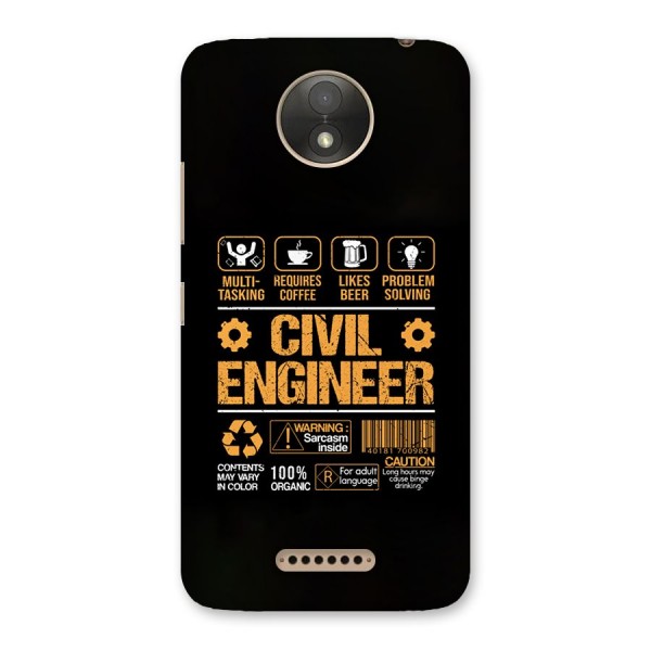 Civil Engineer Back Case for Moto C Plus