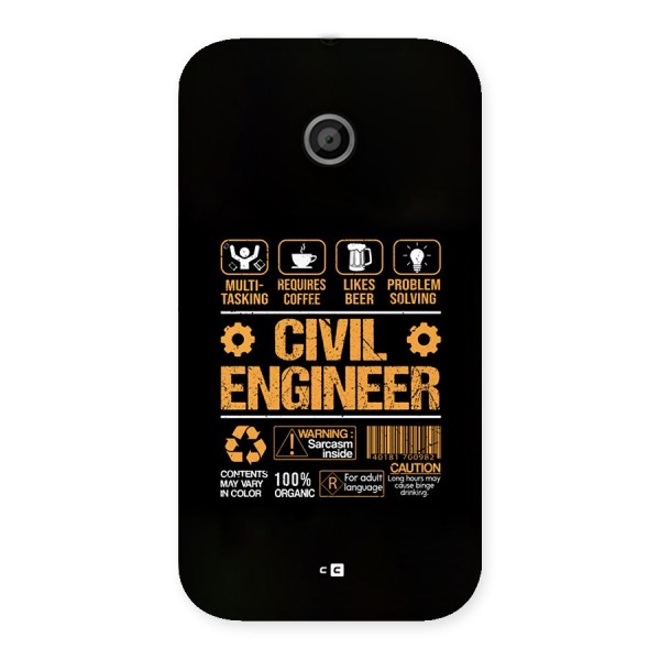 Civil Engineer Back Case for Moto E