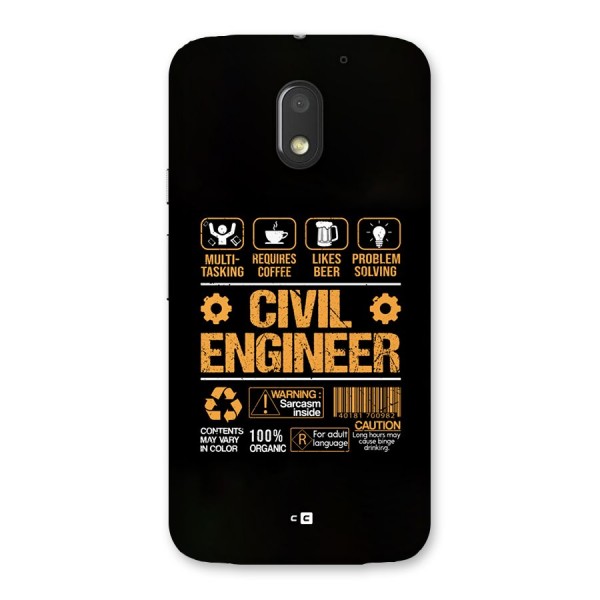 Civil Engineer Back Case for Moto E3 Power