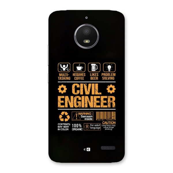 Civil Engineer Back Case for Moto E4