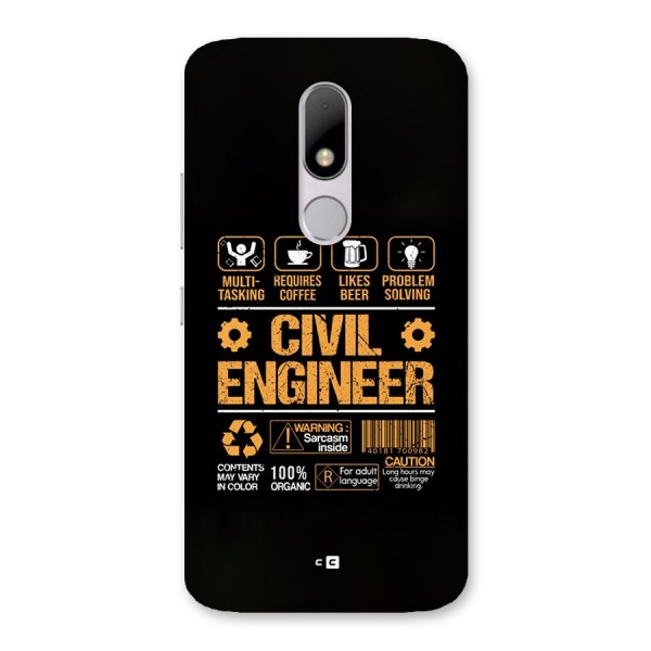 Civil Engineer Back Case for Moto M