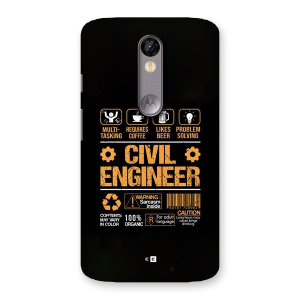 Civil Engineer Back Case for Moto X Force