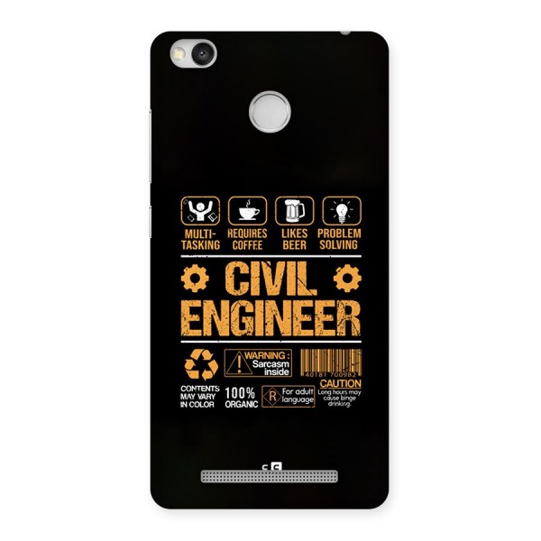 Civil Engineer Back Case for Redmi 3S Prime