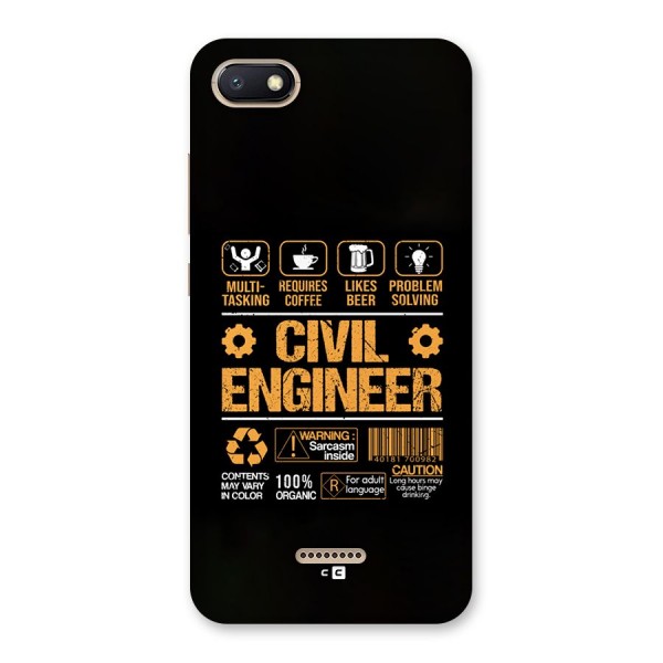 Civil Engineer Back Case for Redmi 6A