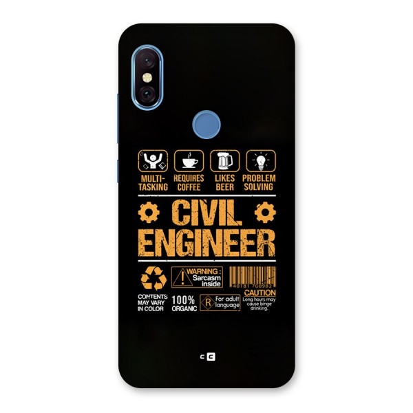 Civil Engineer Back Case for Redmi Note 6 Pro