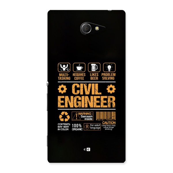 Civil Engineer Back Case for Xperia M2