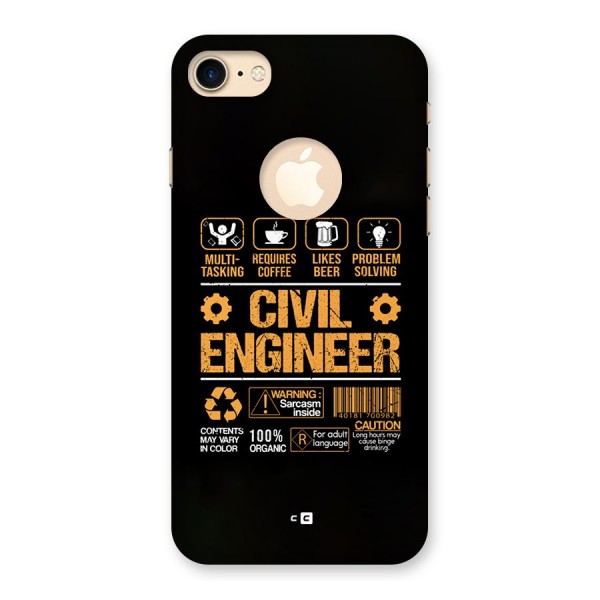 Civil Engineer Back Case for iPhone 8 Logo Cut